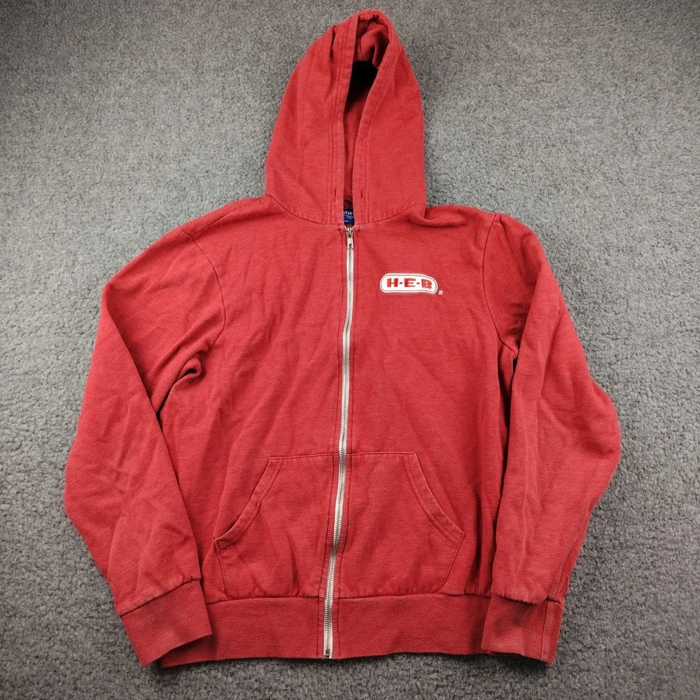 HEB Hoodie Jacket Full Zip Employee Uniform Red *Flaw
